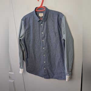 FRANK & OAK Men Casual Button Down Shirt Long Sleeve Size Large 100% Cotton